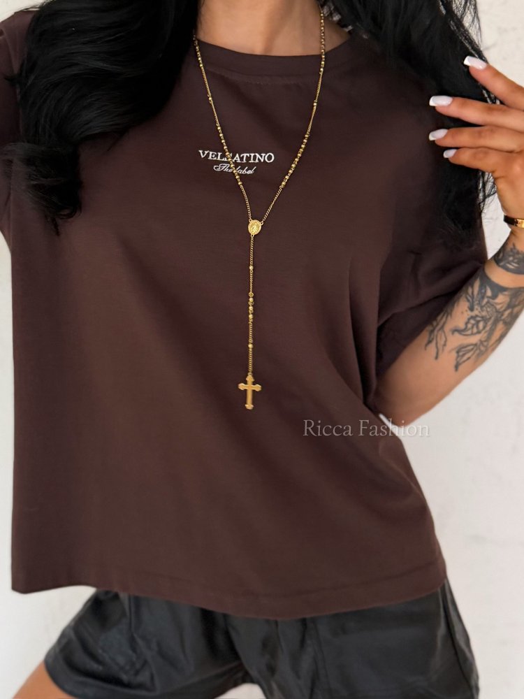 T-shirt bawełniany z haftem...