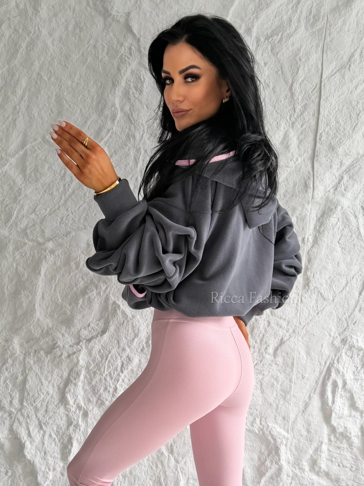 Bluza polarowa z kapturem LENI– gray