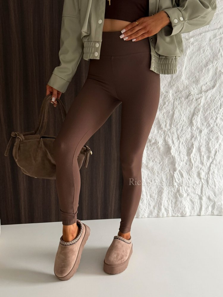 Legginsy modelujące prążkowane AMBER, milk chocolate