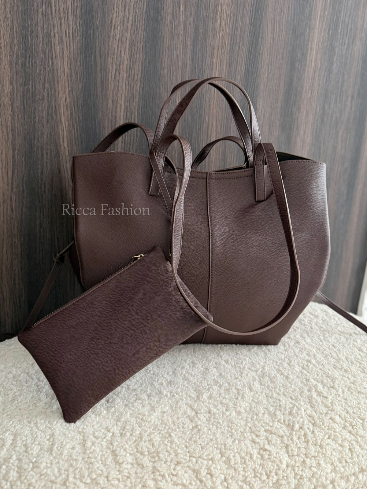 Torebka shopper z saszetką GULIA, czekolada