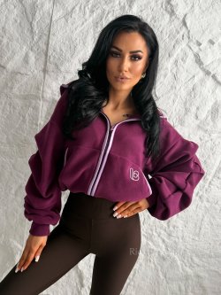 Bluza polarowa z kapturem LENI, purple/pink