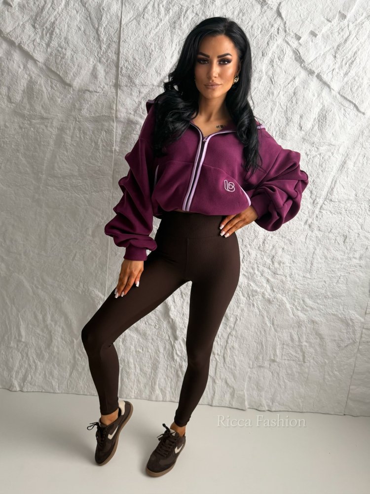 Bluza polarowa z kapturem LENI, purple/pink
