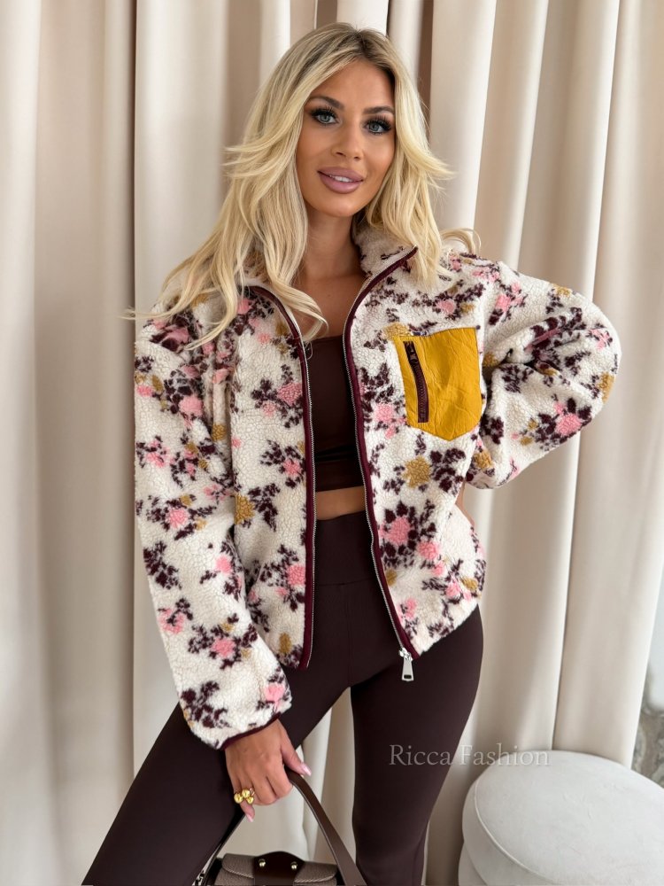 Kurtka SHERPA, pink-beige