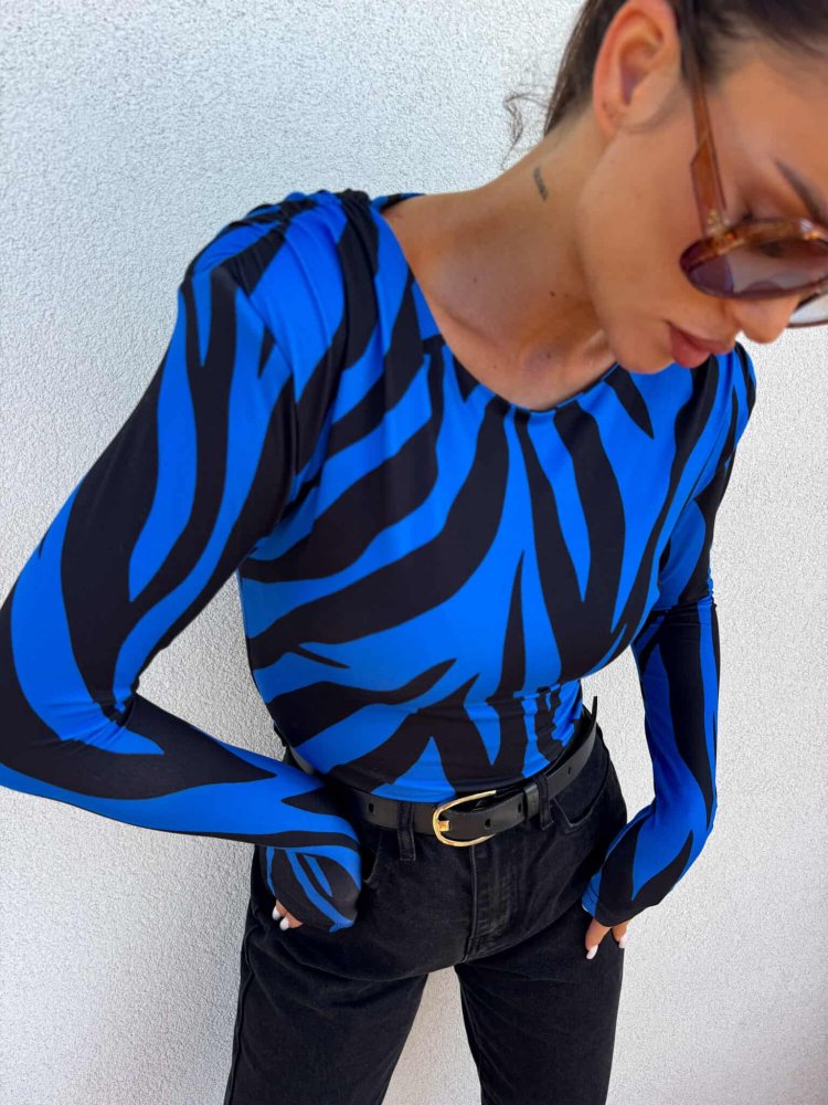 Bluzka ZOE, print ribs-chabrowa