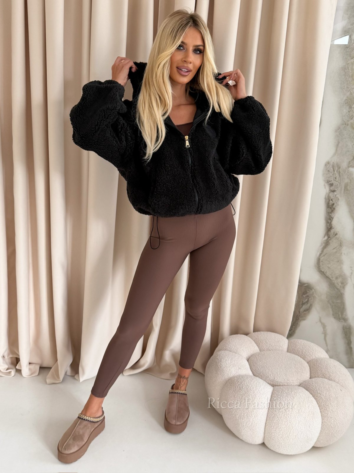 Bluza oversize polarowa  TEDDY, black