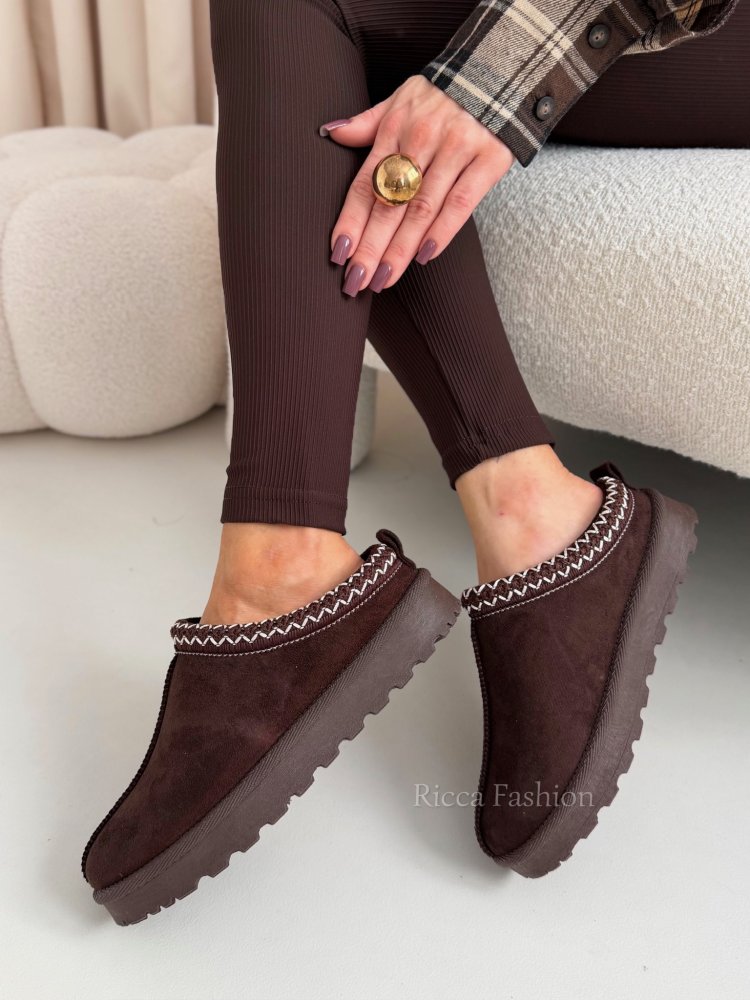 Buty mule LULU, chocolate