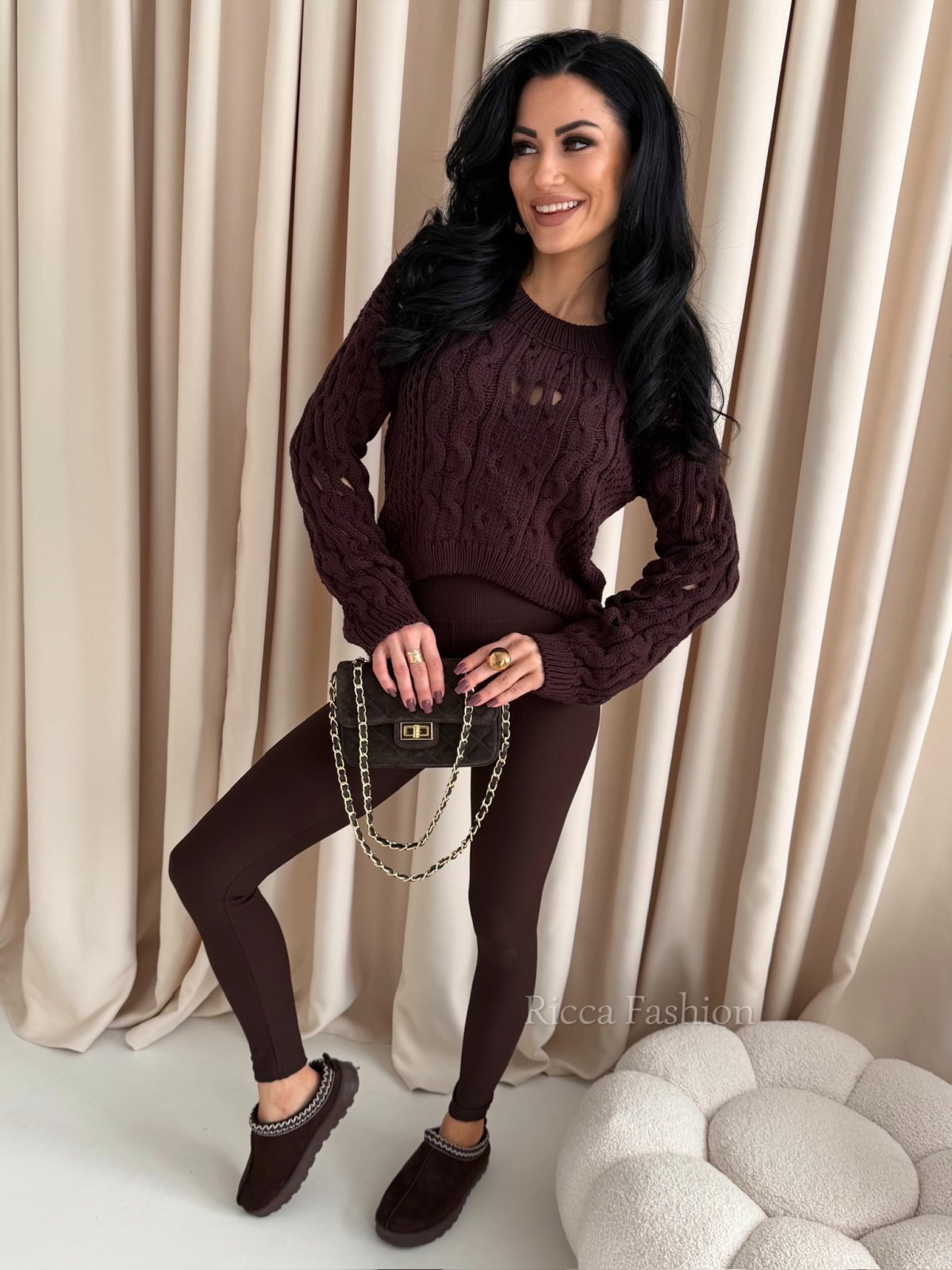 Sweter MOON – czekoladowy