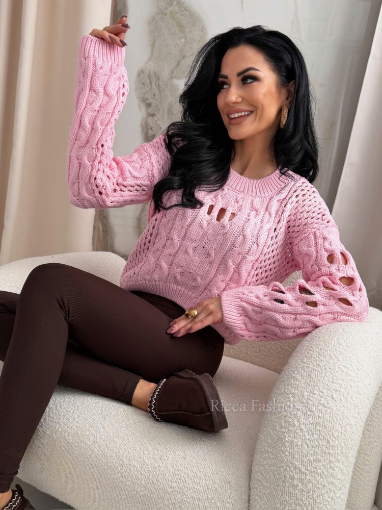 Sweter MOON – jasny róż