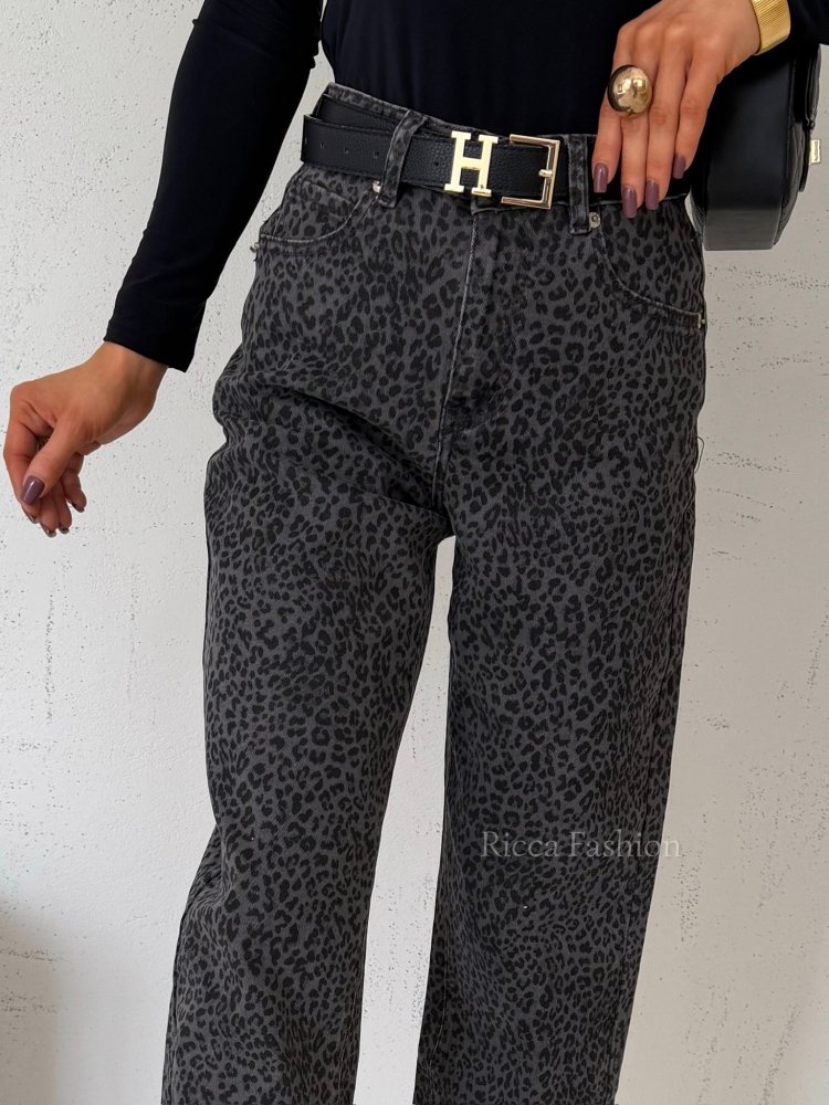 Spodnie mom fit TIGER, grey...