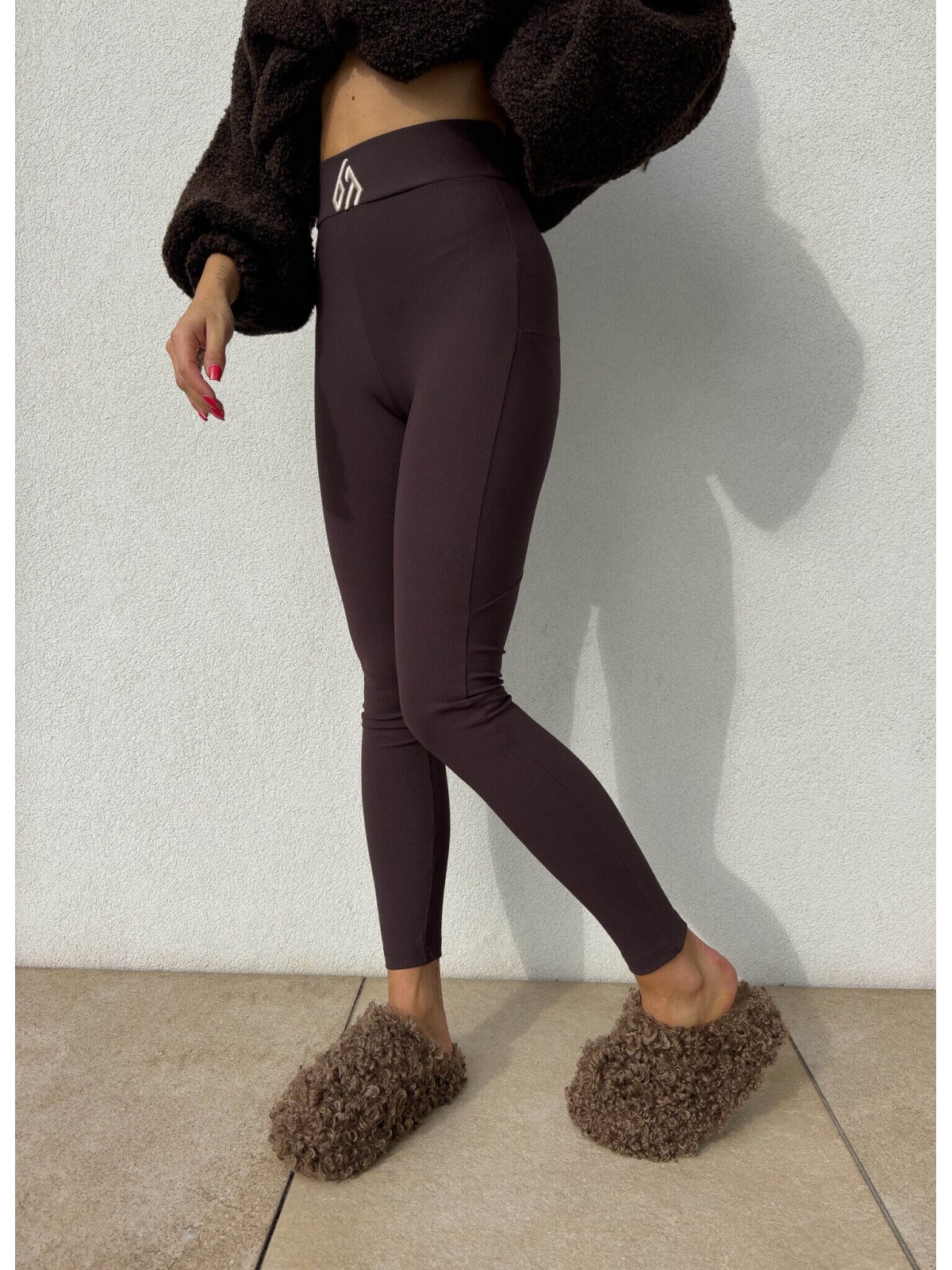 Legginsy FIT logo – czekoladowe