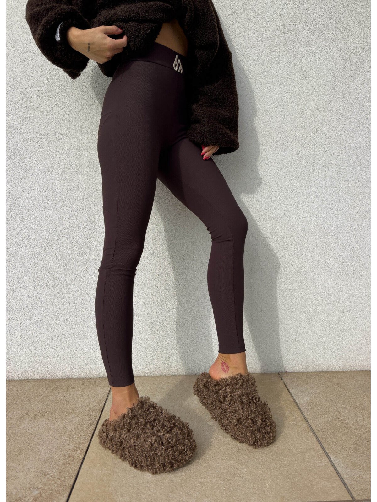 Legginsy FIT logo – czekoladowe