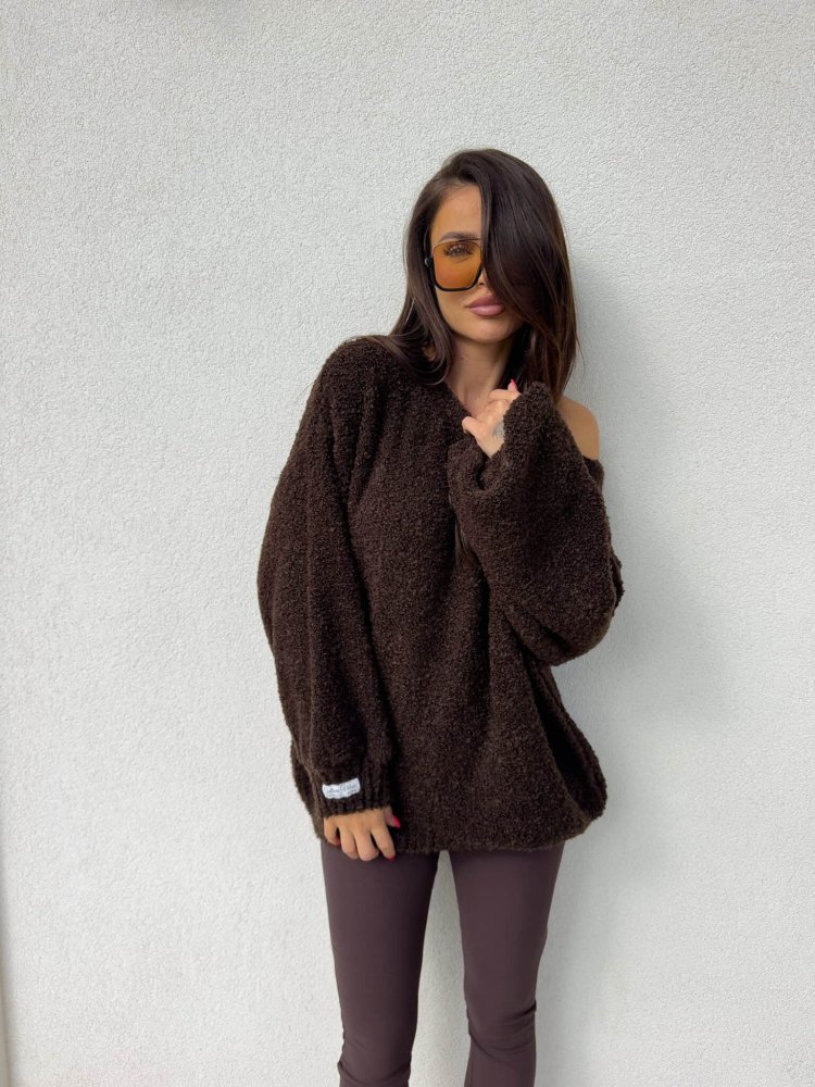 Sweter BIGGER – czekoladowy