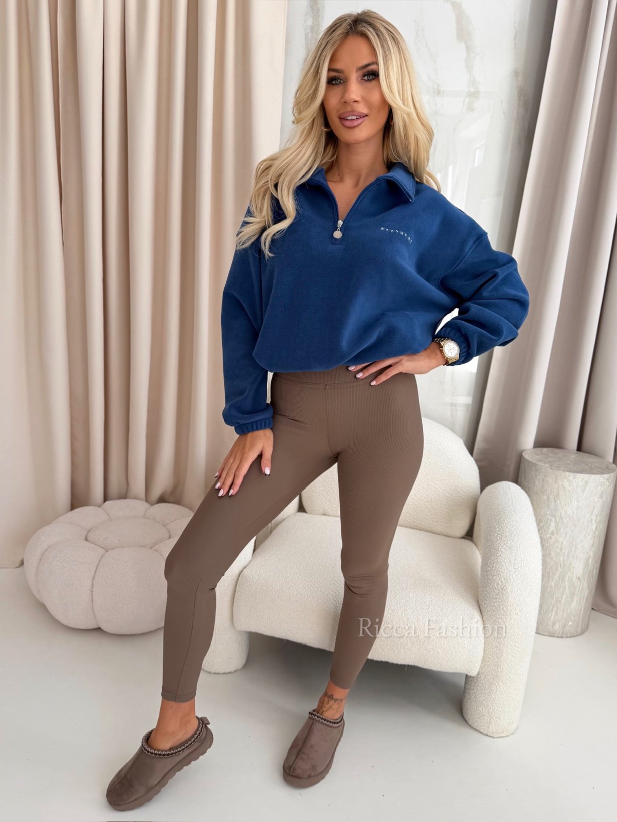 Bluza polarowa ze stójką DAVOS, navy blue