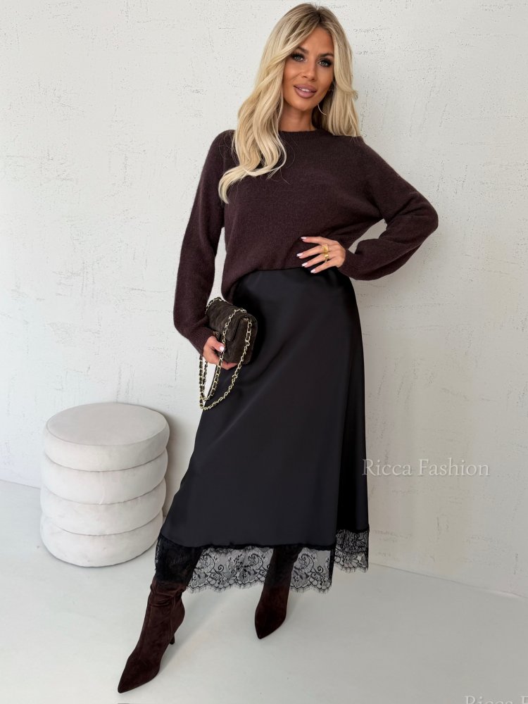 Sweter basic z baby alpaką COTSWOLD, chocolate