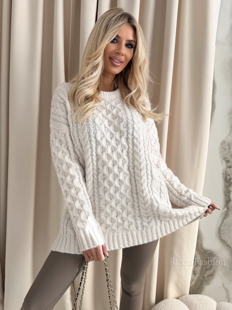 Sweter/ tunika z warkoczem...