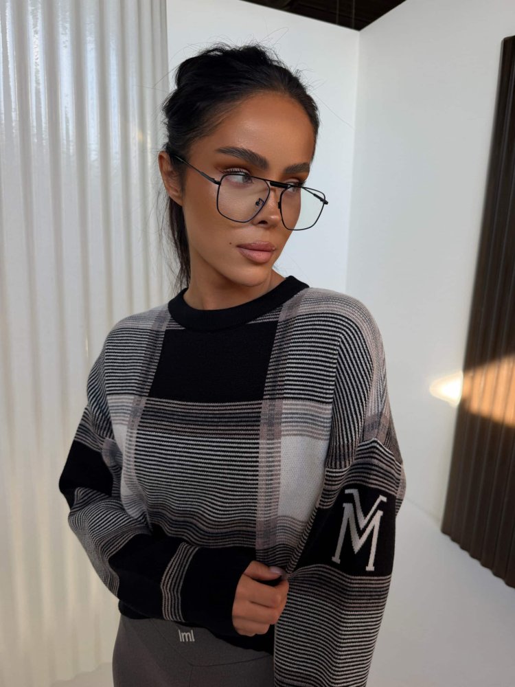 Sweter PLAID, czarny