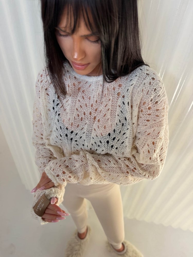 Sweter ROMANCE, ecru