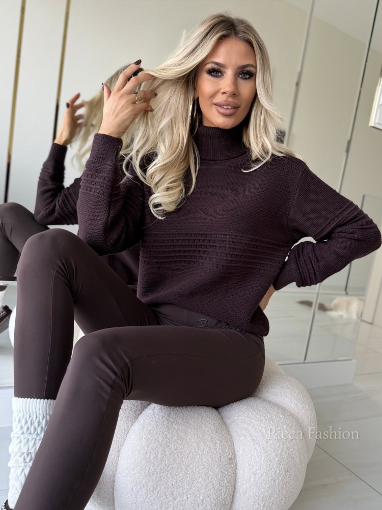 Sweter golf ALSO – czekoladowy