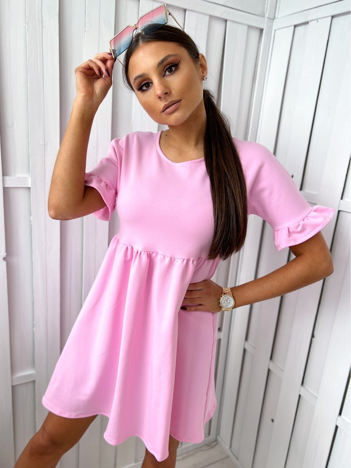 Sukienka dresowa Melania by Ricca, barbie róż