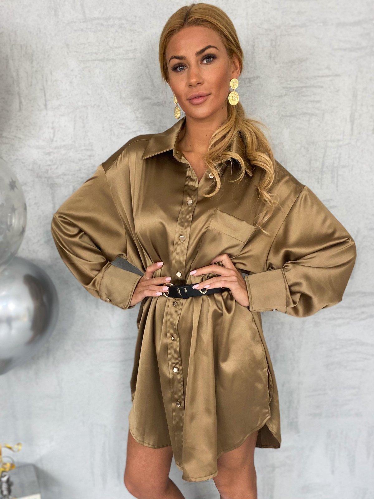 Sukienka satynowa ASOS, dark gold